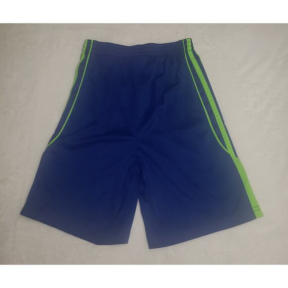 Adidas Boys Size 7 Active Shorts – Blue & Neon Green | Stretchy, Sporty - Picture 2 of 9